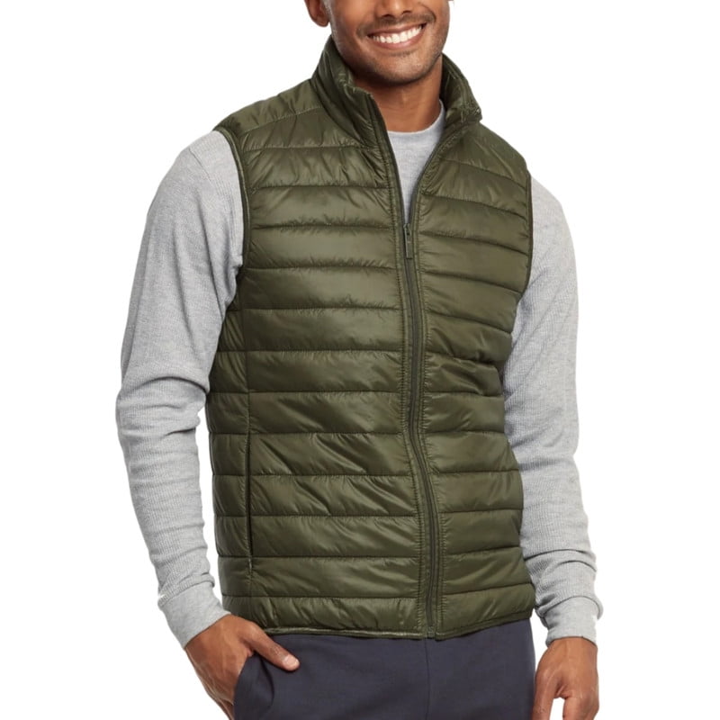 Men’s Down Puffer Vest with Zipper Pockets Lightweight S-3XL Packable Full Zip Up Running Warm Sleeveless Jacket Shell Outwear Fall Winter Menswear