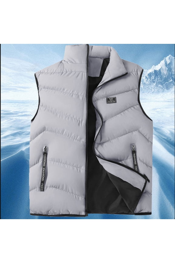 Men's Down Vest, Slim Fit Sleeveless Puffer Gilet with Stand Collar, Lightweight Quilted Insulated Vest for Casual Wear