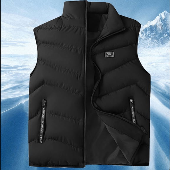 Men's Down Vest, Slim Fit Sleeveless Puffer Gilet with Stand Collar, Lightweight Quilted Insulated Vest for Casual Wear