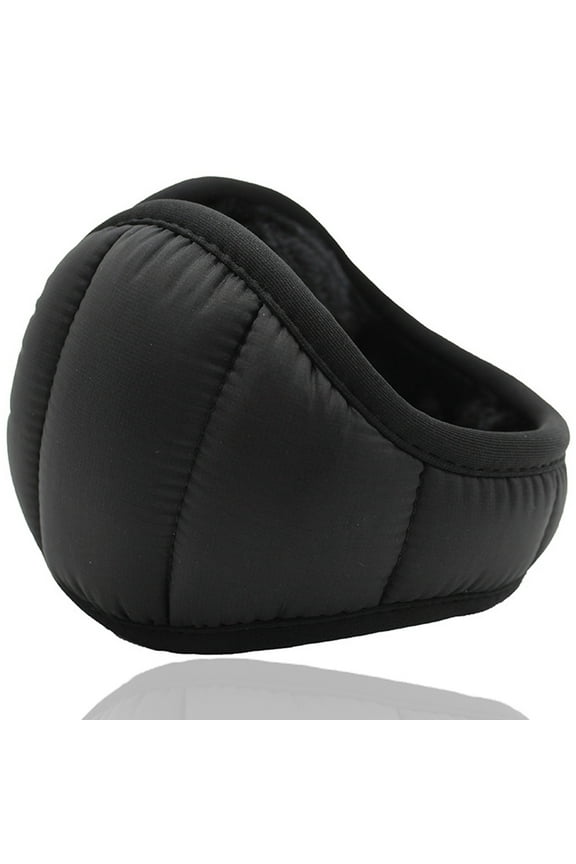 Men's Down Winter Ear Warmers | Behind-the-Head Adjustable & Foldable Earmuffs - black
