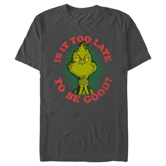 Men's Dr. Seuss Christmas Grinch Is it too Late Graphic T-Shirt