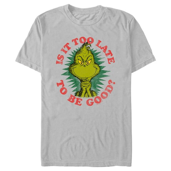 Men's Dr. Seuss Christmas Grinch Is it too Late  Graphic T-Shirt