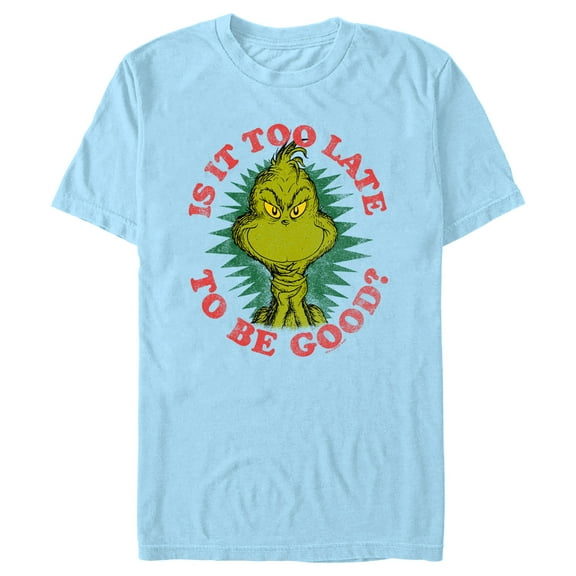 Men's Dr. Seuss Christmas Grinch Is it too Late Graphic T-Shirt