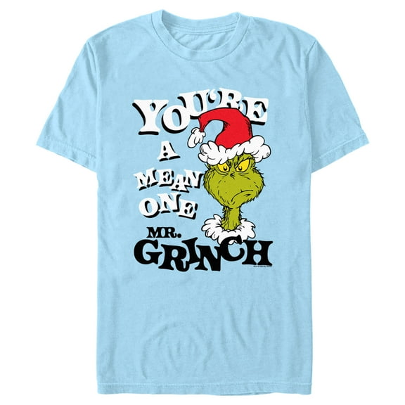 Men's Dr. Seuss Christmas Grinch You're a Mean One Portrait  Graphic T-Shirt