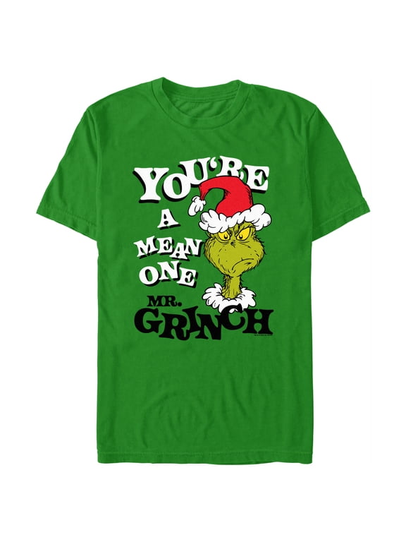 Men's Dr. Seuss Christmas Grinch You're a Mean One Portrait Graphic T-Shirt