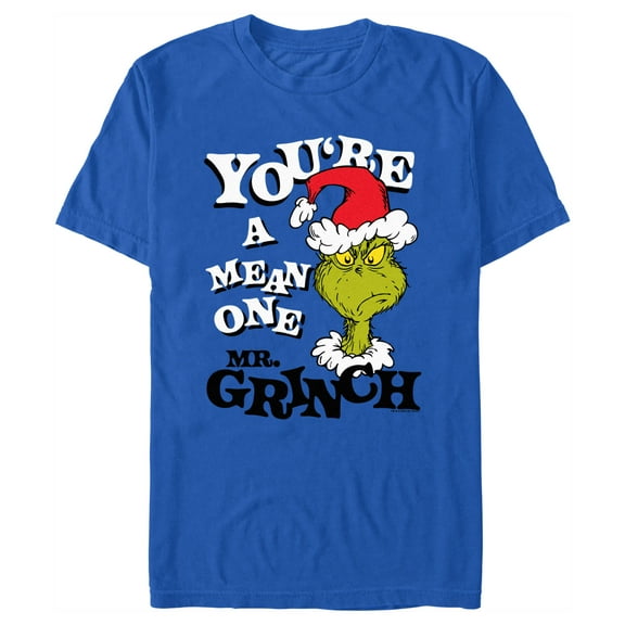 Men's Dr. Seuss Christmas Grinch You're a Mean One Portrait  Graphic T-Shirt