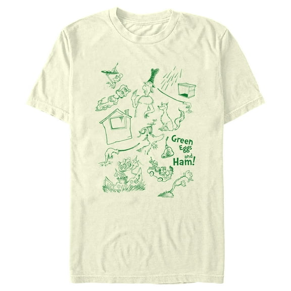 Men's Dr. Seuss Green Eggs and Ham Sketches  Graphic T-Shirt