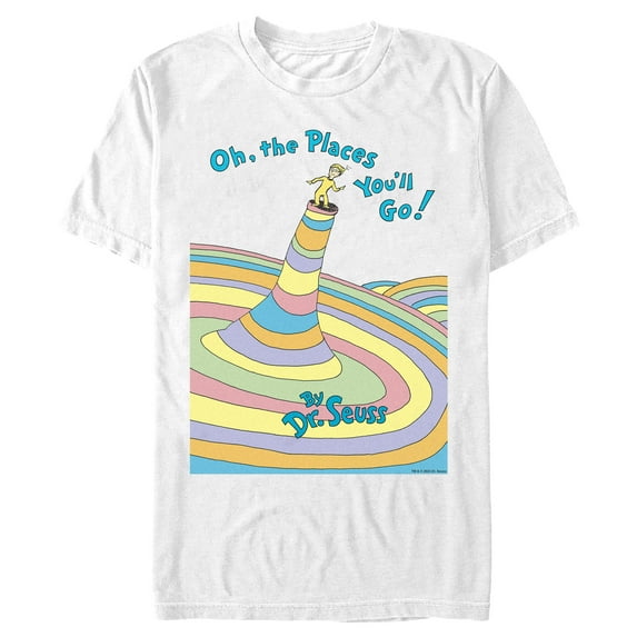 Men's Dr. Seuss Oh The Places You'll Go Book Cover Graphic T-Shirt