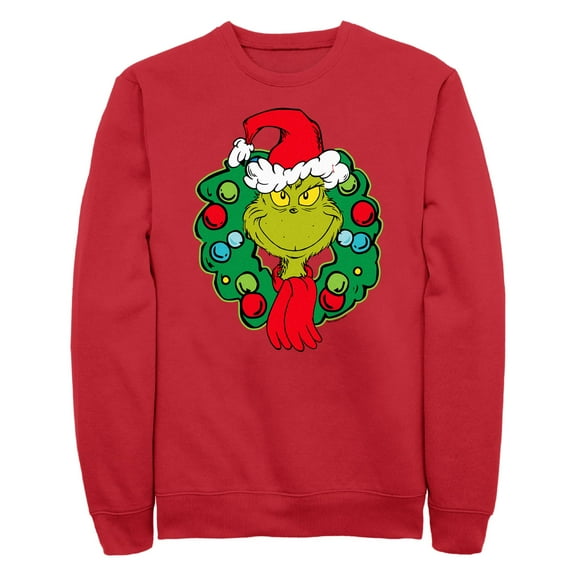 Men's Dr. Seuss The Grinch Santa Wreath Sweatshirt