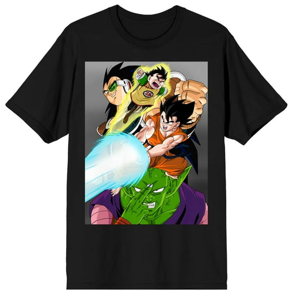 Men's Dragon Ball Z Anime Character Group Black Short Sleeve Graphic Tee-3XL