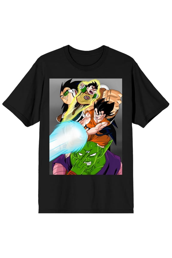 Men's Dragon Ball Z Anime Character Group Black Short Sleeve Graphic Tee-XL