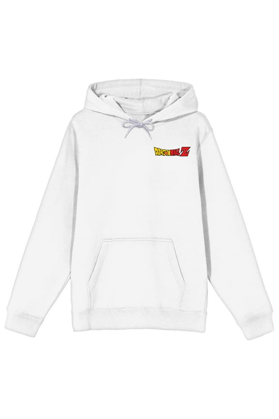 Dragon Ball Z Majin Buu Goku and Vegeta Electric Aura Black Frame and Logo on White Adult Hoodie-Medium