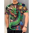 thumbnail image 1 of Men's Dragon Printed T-Shirt, Casual Short Sleeve Round Neck T-Shirt, Men's Outdoor Wear, 1 of 6