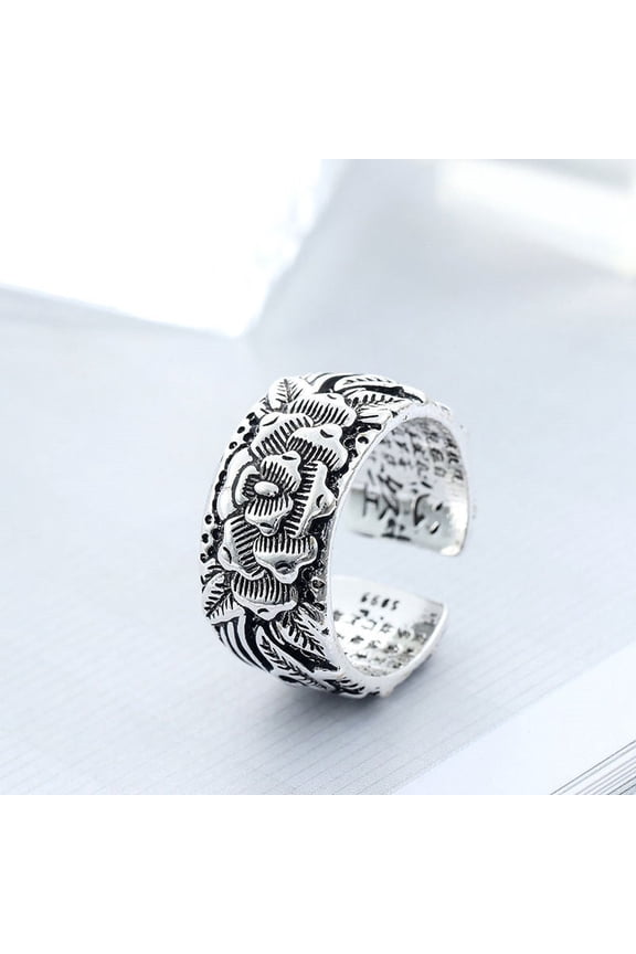 Men's Dragon Ring Trendy Student Ring Domineering Retro Hip Hop Ring and an Open Adjustable Design with Ruby Skull Red Demon Eyeball or Lotus Heart Sutra Accents