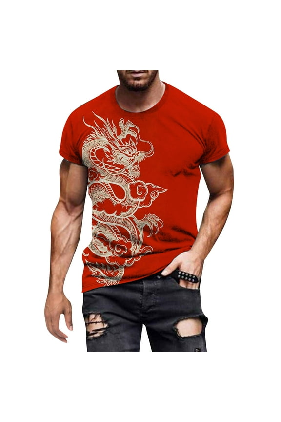 Men's Dragon T Shirt Summer Short Sleeve Tees Tops