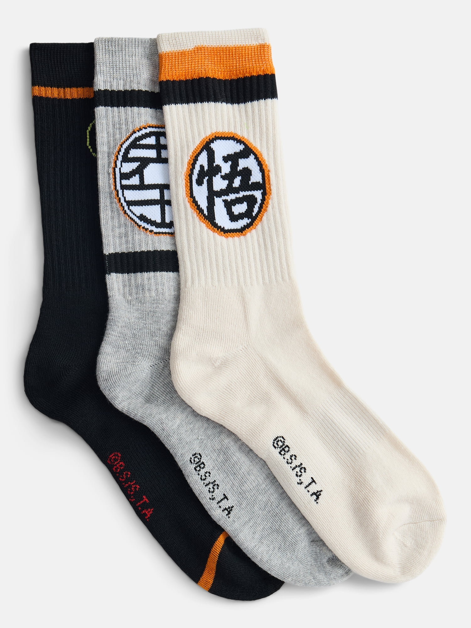 Dragon Ball Z Men's Athletic Crew Socks, 3-Pack, Sizes 8-12