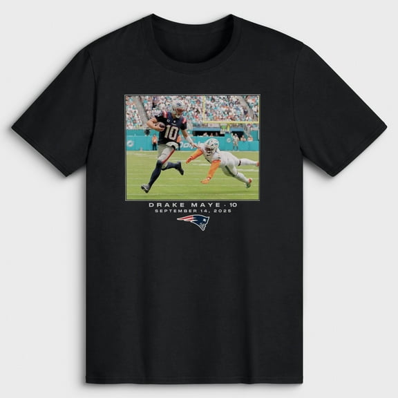 Men's Drake Maye Black New England Patriots NFL Flash Features Week 2 T-Shirt
