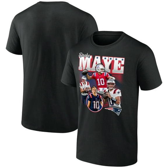 Men's Drake Maye Black New England Patriots Notorious T-Shirt