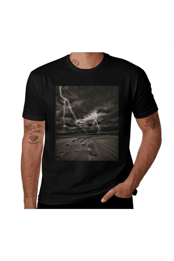Men's Dramatic Stormy Lightning Nature Graphic T-Shirt