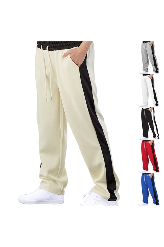 Men's Drawstring Casual Pants, All Breathable Vintage Patchwork Loose Straight Trousers for Spring Fall, Travel and Boho,Red,3XL
