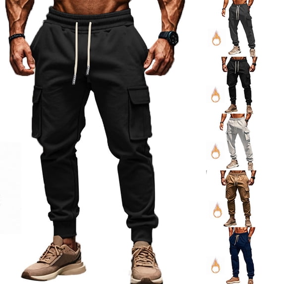 Men's Drawstring Casual Pants, Joggers, Trousers Elastic Waist Straight Leg Quick Dry Lightweight, for Gym Workout Running Daily Wear, Summer Essentials | JASKFLY,Black L