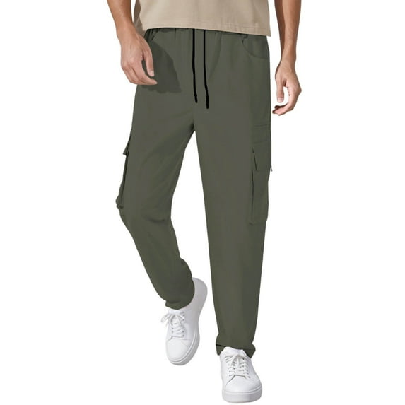 Men's Drawstring Casual Pants with Secure Pockets for Everyday Comfort and Versatile Wear Work Pants for Men Solid Casual Outdoor Pants Straight Type Trousers