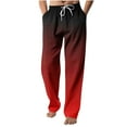 thumbnail image 1 of Men's Drawstring Elastic Waist Gradient Color Casual Length Pants Burgundy, 1 of 5