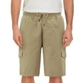 thumbnail image 1 of Men's Drawstring Elastic Waist Multi Pocket Lightweight Cotton Cargo Shorts (Beige, 34), 1 of 4