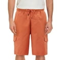 thumbnail image 1 of Men's Drawstring Elastic Waist Multi Pocket Lightweight Cotton Cargo Shorts (Orange, 30), 1 of 4