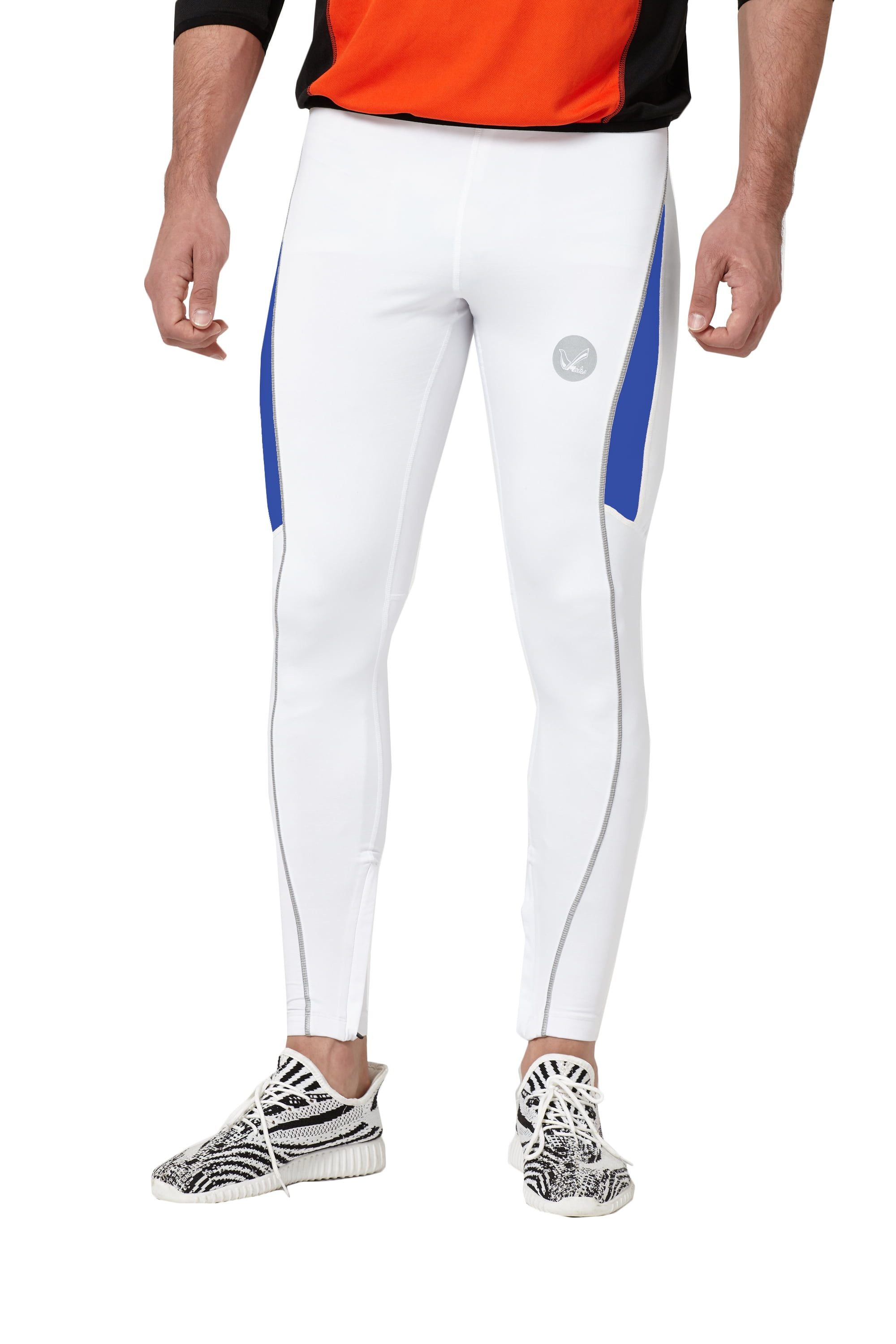 Men's Drawstring Elastic Waist Thermal Running Tights Pants Ankle Zipper  Reflective Elements 