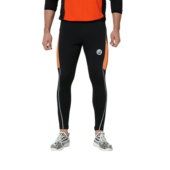 Men's Drawstring Elastic Waist Thermal Running Tights Pants Ankle Zipper Reflective Elements