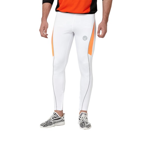 Men's Drawstring Elastic Waist Thermal Running Tights Pants Ankle Zipper Reflective Elements