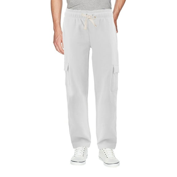 Men's Drawstring Fleece Lined Athletic Sport Fitness Gym Jogger Sweat Pants (White, 4XL)