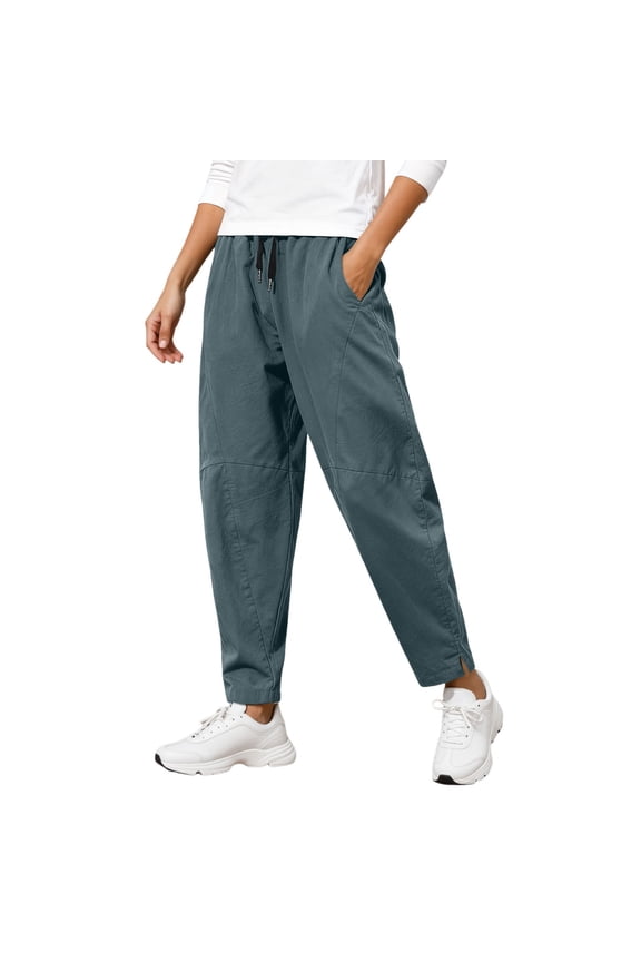 Men's Drawstring Harem Pants Slim Fit Trousers Grey XXXXXS