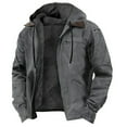 thumbnail image 1 of Men's Drawstring Hooded Jackets Winter Warm Fleece Lined Coats Fashion Zip up Outwear Jacket with Pockets Gray M, 1 of 5