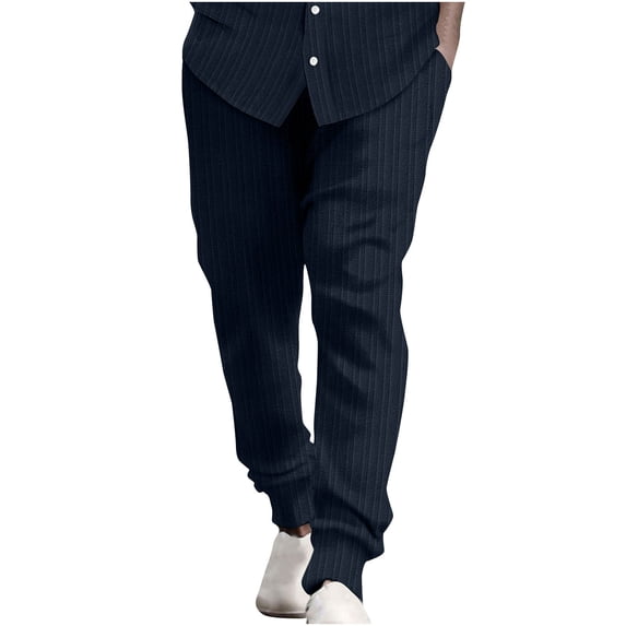 Men's Drawstring Linen-Blend Pant with Black Elastic Waistband,Men's Cotton Sweatpants Lounge Sweat Pants