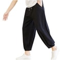 thumbnail image 1 of Men's Drawstring Linen Pants Lightweight Summer Yoga Golf Beach Sweatpants Lounge Harem Trousers with Pockets, 1 of 4