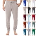 thumbnail image 1 of Men's Drawstring Pocket Cuffed Casual Pants, Solid Color Home Sleep Lounge Pants for Gift, Holiday and Relaxation,Green,L, 1 of 9