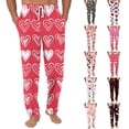 thumbnail image 1 of Men's Drawstring Pocket Cuffed Casual Pants, Valentine's Day Print Home Sleep Pants for Gift, Holiday and Relaxation,Black,L, 1 of 7