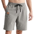 thumbnail image 1 of Men's Drawstring Pockets Elastic Waist Shorts for Casual Beach Gray L, 1 of 9