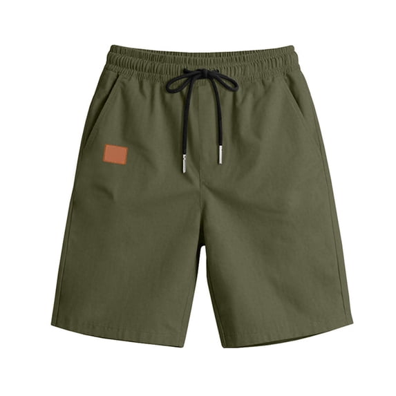 Men's Drawstring Pockets Elastic Waist Shorts for Casual Beach Green S