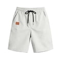 thumbnail image 1 of Men's Drawstring Pockets Elastic Waist Shorts for Casual Beach White XXL, 1 of 9