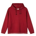thumbnail image 1 of Men's Drawstring Solid Color Hoodies Long Sleeve Pullover Sweatshirt With Pockets for Men Casual Oversized Hooded Top (Red M), 1 of 1