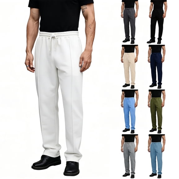 Men's Drawstring Sport Sweatpants, Solid Color Straight Leg Casual Pants for Home, Travel and Daily Comfort Wear,Light Gray,3XL