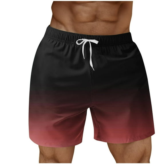 Men's Drawstring Swim Trunks Elastic Waist Drawstring Board Shorts Quick Dry Beach Swimming Running Short with Pocket
