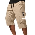 thumbnail image 1 of Men's Drawstring Waist Cargo Shorts Loose Fit Multi Pocket Athletic Workout Knee Length Trousers for Outdoor and Casual Wear, 1 of 2