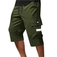 thumbnail image 1 of Men's Drawstring Waist Cargo Shorts Loose Fit Multi Pocket Athletic Workout Knee Length Trousers for Outdoor and Casual Wear, 1 of 2