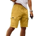 thumbnail image 1 of Men's Drawstring Waist Casual Cargo Shorts, Loose-Fit Solid Color Work Shorts with 6 Pockets (Breathable Poly-Cotton Blend) ,Khaki S, 1 of 5