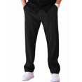 thumbnail image 1 of Men's Drawstring Waist Seamed Straight Leg Casual Pants Black S, 1 of 10