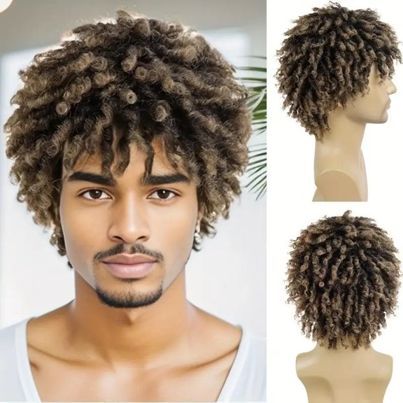 Men's Dreadlock Wig Black Tight Coil Style for Realistic Look